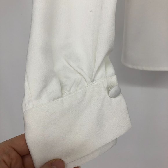 TopShop white button down peplum blouse collared sleeves size 6 - Picture 7 of 15